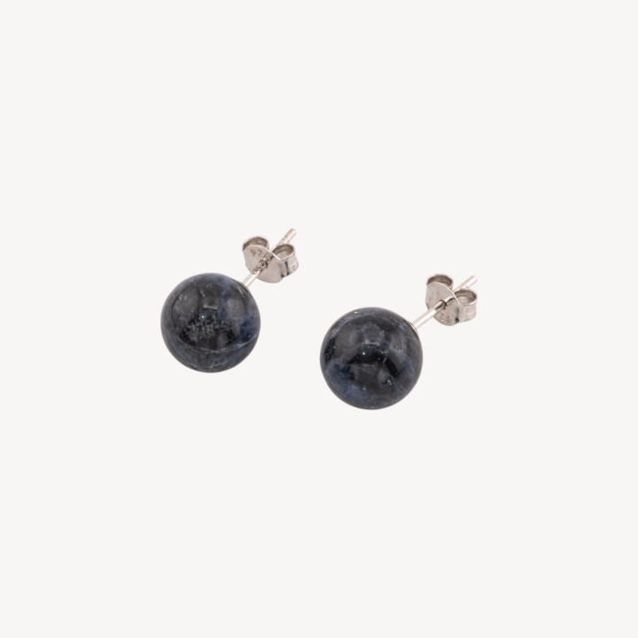 Orecchini Di Argento 925 E Pietre Dure 10mm 6 Coppie Onice Nero