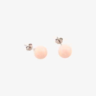 Orecchini Di Argento 925 E Pietre Dure 10mm 6 Coppie Pasta di Corallo Rosa