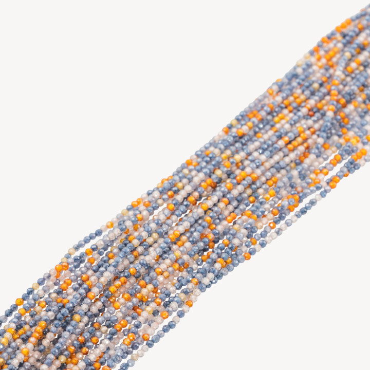 Zirconi Perline Sfaccettate Multicolor 2mm Blu, Arancione e Bianco