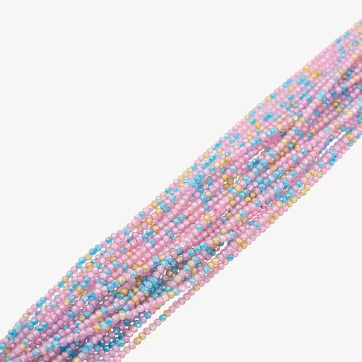 Zirconi Perline Sfaccettate Multicolor 2mm Rosa, Giallo e Celeste
