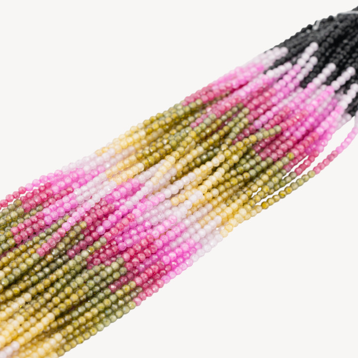 Zirconi Perline Sfaccettate Gradient 2mm Nero, Rosa, Oliva e Ruby