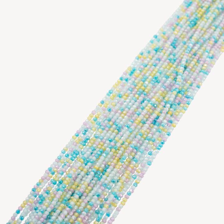 Zirconi Perline Sfaccettate Multicolor 2mm Candy Celeste, Rosa e Bianco