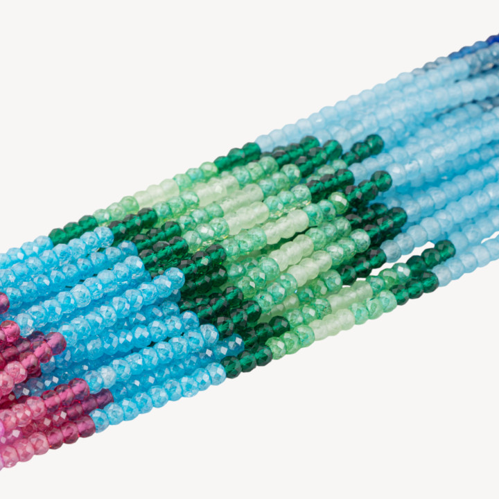 Zirconi Naturali Rondelle Sfaccettate 3x2mm Gradient Ocean Blu, Rosa e Verde
