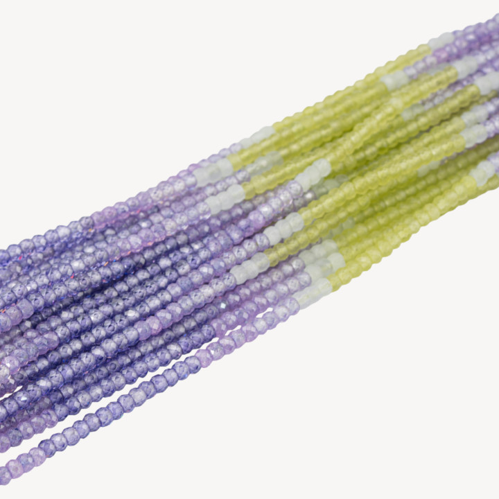 Zirconi Naturali Rondelle Sfaccettate 3x2mm Gradient Verde e Viola