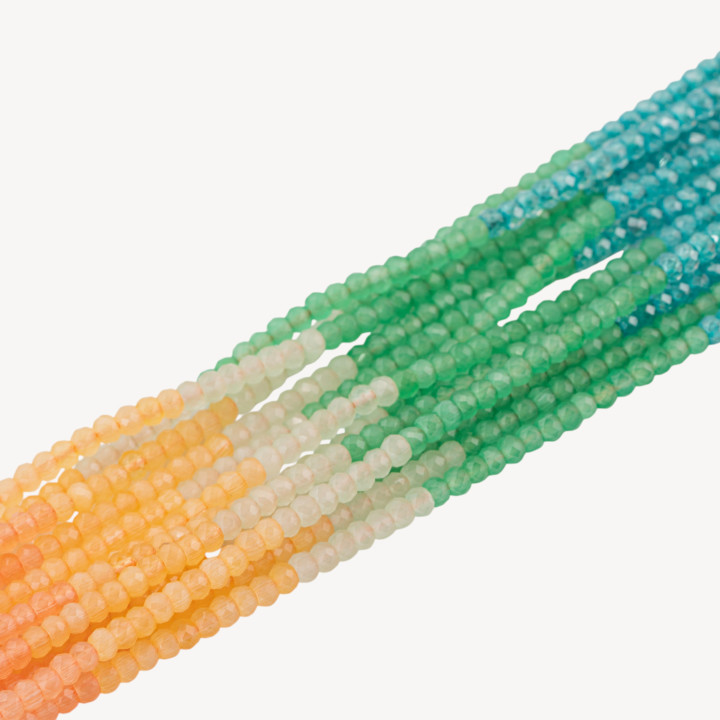 Zirconi Naturali Rondelle Sfaccettate 3x2mm Gradient Sunrise Arancione, Verde e Azzurro