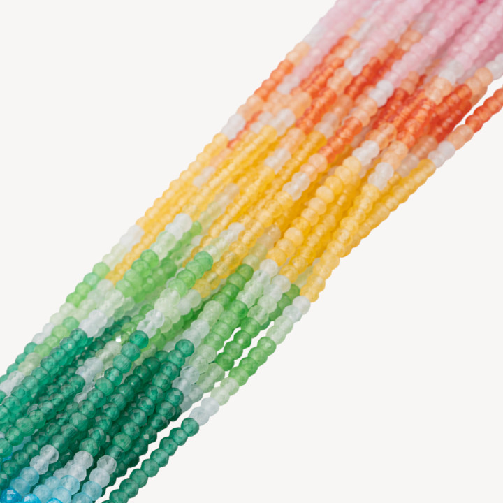 Zirconi Naturali Rondelle Sfaccettate 3x2mm Gradient Candy Arancione, Giallo, Rosa, Verde, Blu e Ruby