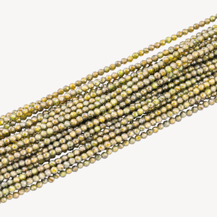 Zirconi Perline Sfaccettate 2mm Verde Olivina