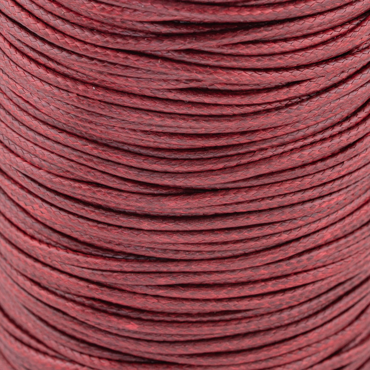 Cordon de coton ciré 1,5 mm 80 mètres rouge foncé
