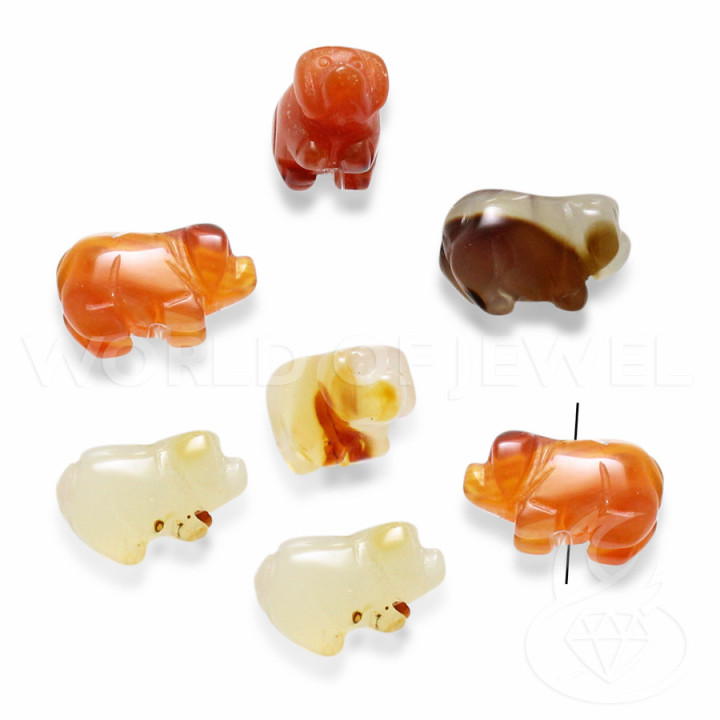 Mehrfarbige Karneol-Hunde 20x13mm 12Stk