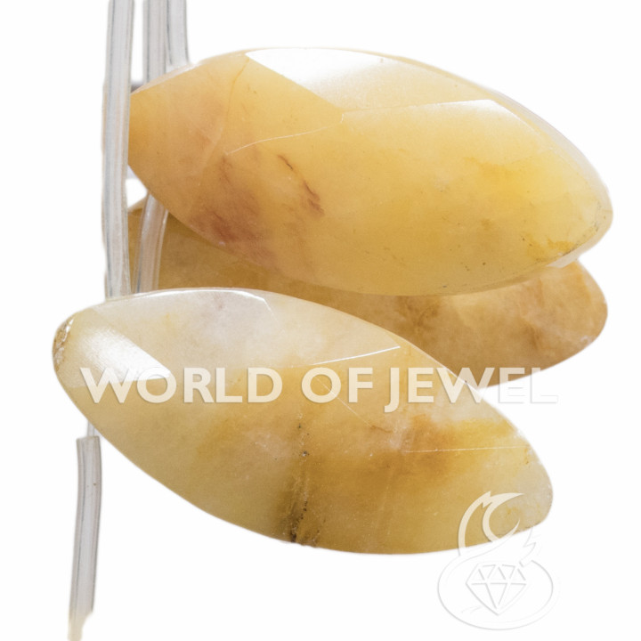 Flat Oval Calcite Faceted 45x20mm Hole Top