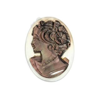 Oval Black Mother of Pearl Cameos 22x30mm 4pcs White + Black