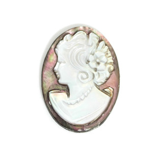 Oval Black Mother of Pearl Cameos 22x30mm 4τμχ Μαύρο + Λευκό