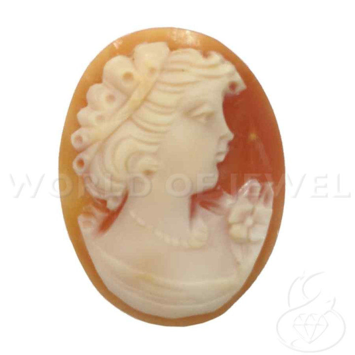 Camafeo De Concha Cornalina Mujer Ovalada 35mm 1ud