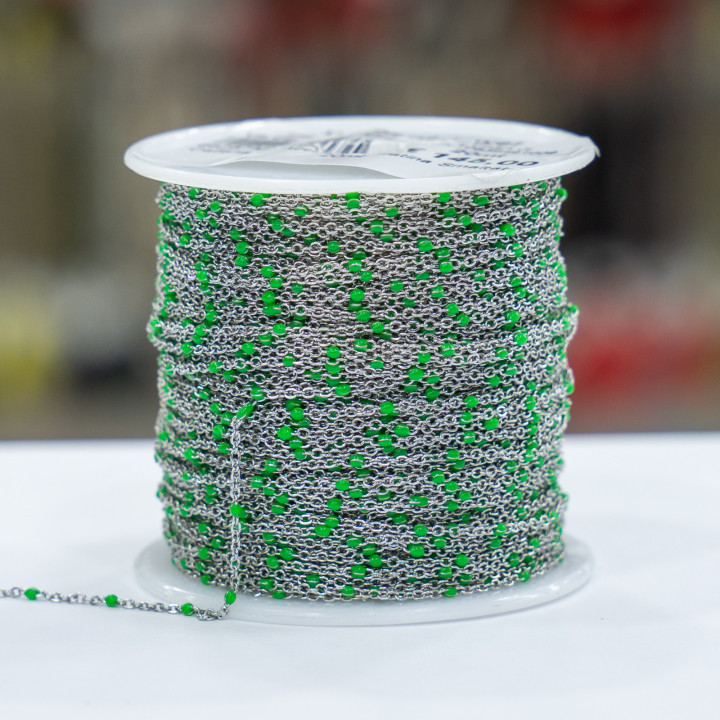 Cadena Acero Forzatina Esmaltado 1,3mm 20mt Verde Claro Acero