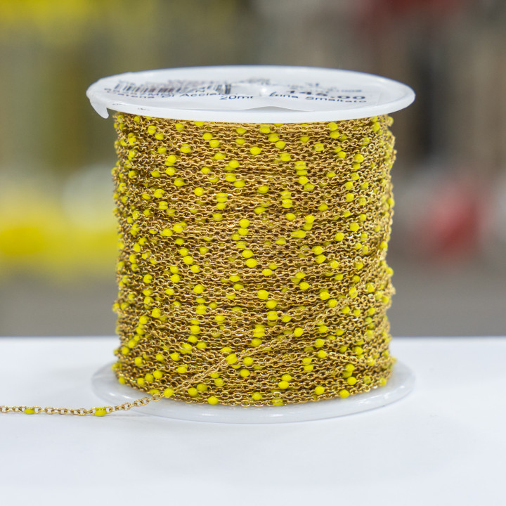 Catena Di Acciaio Forzatina Smaltato 1,3mm 20 Metri Dorato Giallo