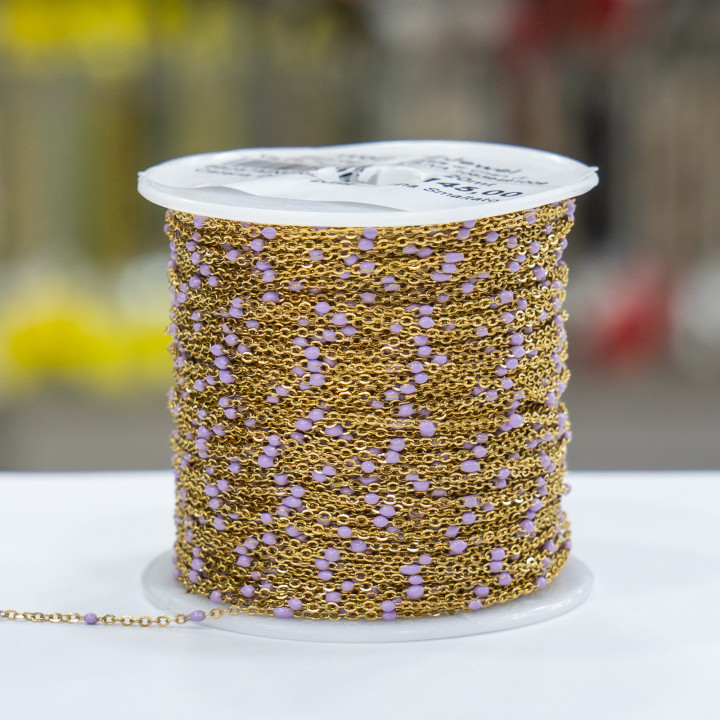 Chaîne Acier Forzatina Émaillé 1,3mm 20mt Lilas Doré