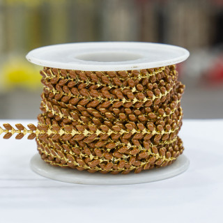 Fishbone Enamelled Brass Chain 6.5mm 5m Brown