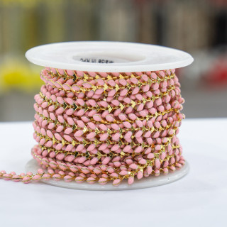 Chaîne en laiton émaillé à chevrons 6.5mm 5mt rose