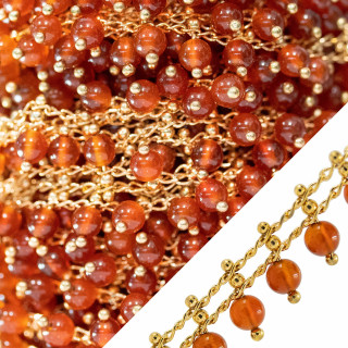 Rosenkranzkette mit harten Steinen glatte Kugeln 4 mm goldener Karneol 10 Meter