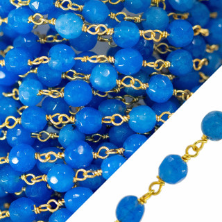 Jade Rosenkranzkette Facettierte Kugel 4mm 5 Meter Blau