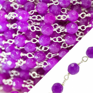 Chapelet Jade Sphère Facette 4mm 5 Mètres Violet