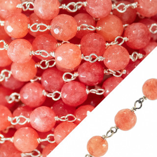 Brass Rosary Chain Jade Faceted Sphere 8mm 5 Meters