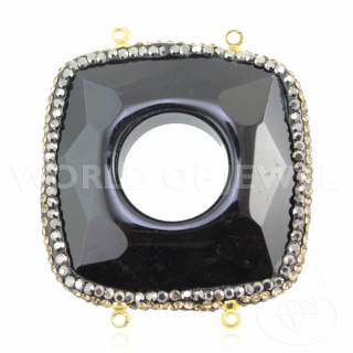 Zentrale Bestandteile aus Hartgestein mit Markasit-Strass 40 mm schwarzer Achat