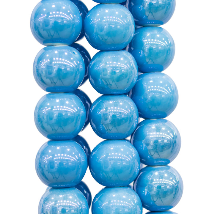 Céramique Ronde Lisse Brillante 22mm Bleu Clair