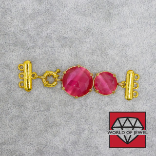 Cierre Ojo De Gato Laton 20x70mm Con Barra Multialambre Fucsia 3pcs
