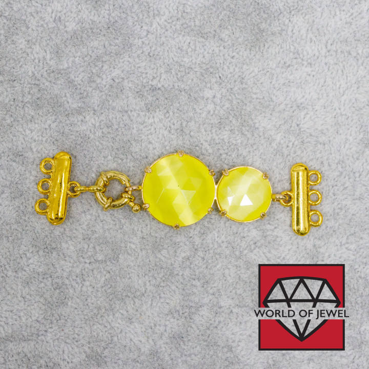 Brass Clasp With Cat's Eye 20x70mm With Yellow Multiwire Bar 3pcs