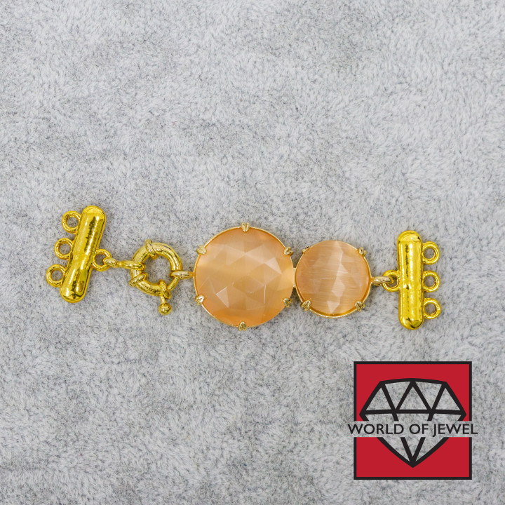 Brass Clasp With Cat's Eye 20x70mm With Multistrand Fishing Bar 3pcs