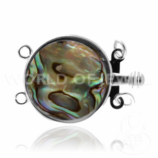 Brass Clasp With Semi-precious Stones Round 18mm 8pcs Mother of Pearl