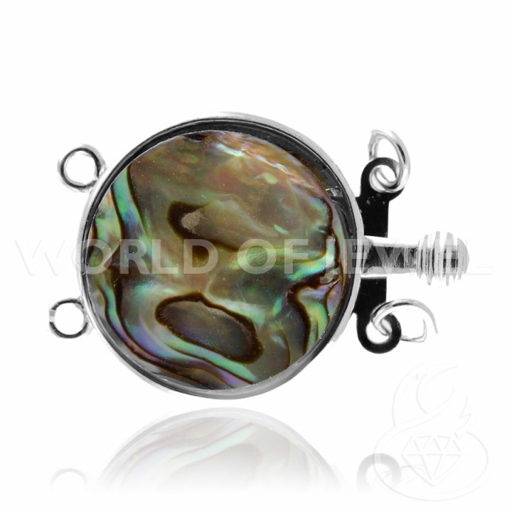 Chiusura Di Ottone Con Pietre Dure Tondo 18mm 8pz Madreperla