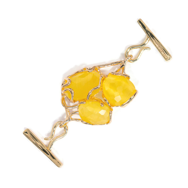 Multistrand Bronze Clasp With Cat's Eye 35x80mm Yellow