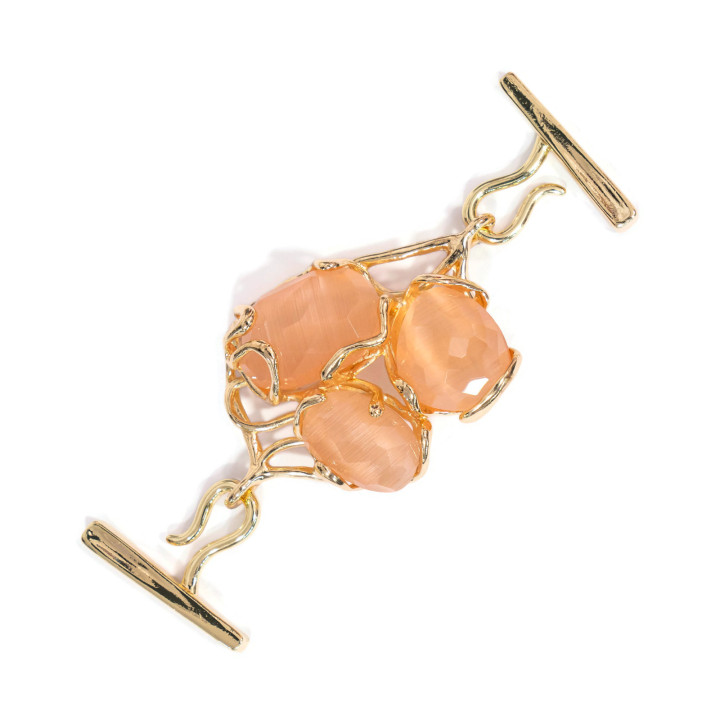 Multistrand Bronze Clasp With Cat's Eye 35x80mm Peach