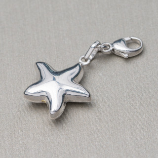 Κρεμαστό Κρεμαστό Charms Of 925 Silver Starfish And Carabiner 14x30mm 6τμχ