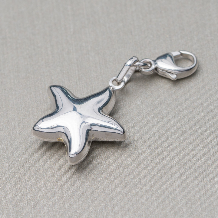 Κρεμαστό Κρεμαστό Charms Of 925 Silver Starfish And Carabiner 14x30mm 6τμχ