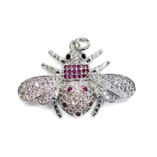 Colgante Colgante Bronce Con Circonitas Conjunto Abejas Mod.1 30x20mm 4pcs