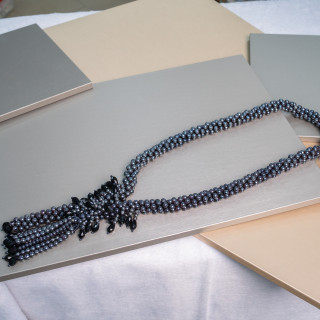 Collana Di Cristalli A Grappoli 68cm Con Centrale A Cascata 75cm+15cm MOD2