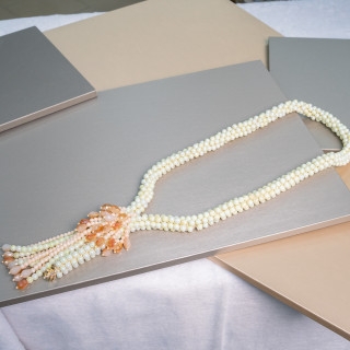 Collar Cluster Cristal 68cm Con Cascada Central 75cm + 15cm MOD3