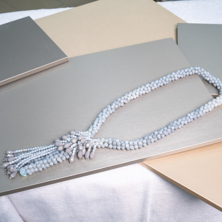 Collar Cluster Cristal 68cm Con Cascada Central 75cm + 15cm MOD4