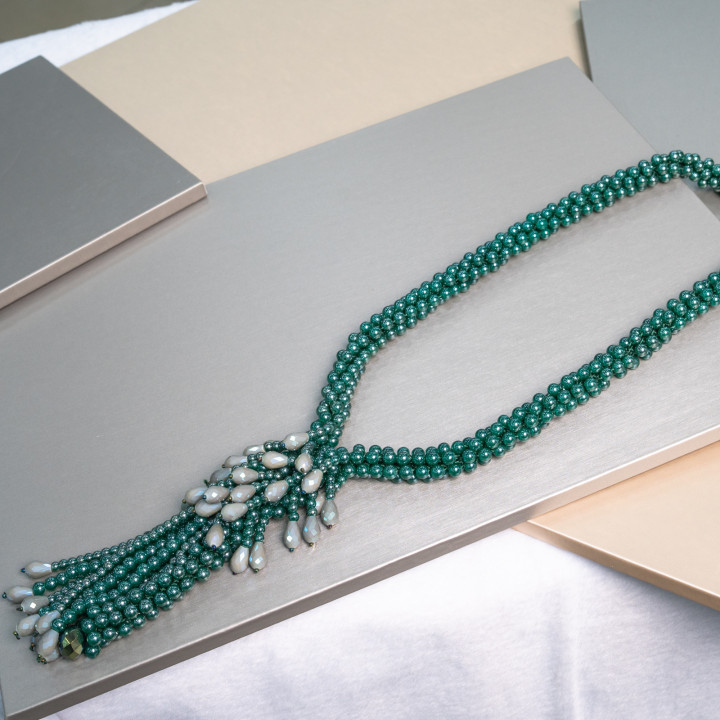 Collier Cristal Grappe 68cm Avec Cascade Centrale 75cm + 15cm MOD5