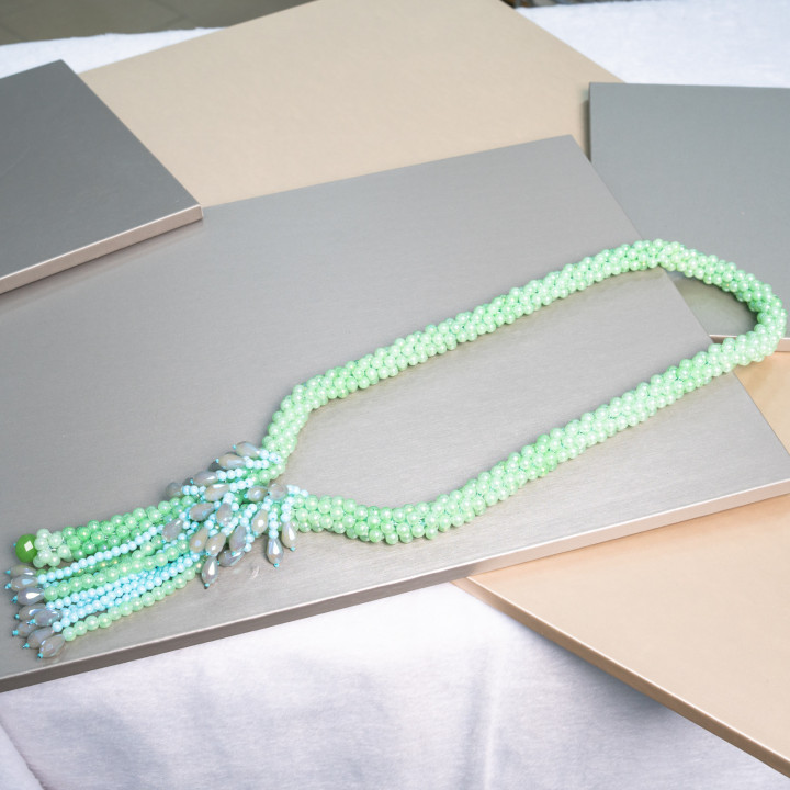 Collier Cristal Grappe 68cm Avec Cascade Centrale 75cm + 15cm MOD6