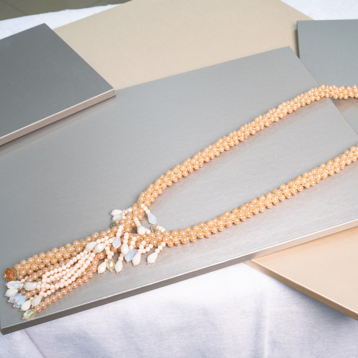 Cluster Crystal Necklace 68cm With Central Cascading 75cm+15cm MOD7