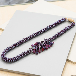 Collana Di Cristalli A Grappoli 70cm MOD4 Rosso