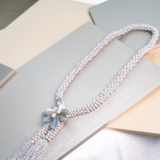 Central Cluster Cz Crystal Necklace - Internal Length 70cm MOD4