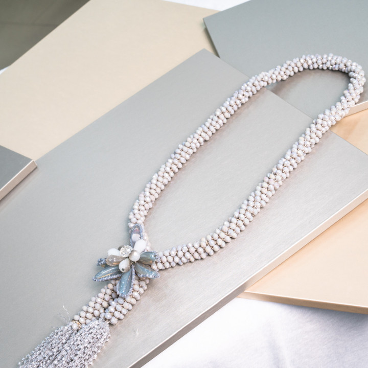 Collana Di Cristalli Cz A Grappoli Con Centrale - Lunghezza Interna 70cm MOD4