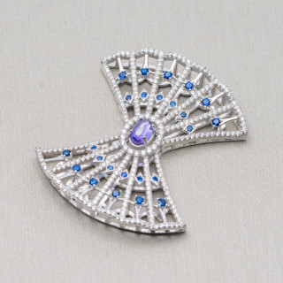 Composant de connecteur central en argent 925 avec zircons 36x41mm 1pc MOD3