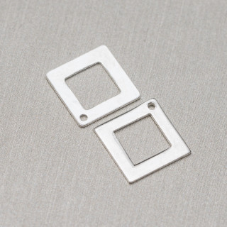 Conector Componente De Plata 925 Placa Rombo Perforada 14mm 20 Piezas Rodio