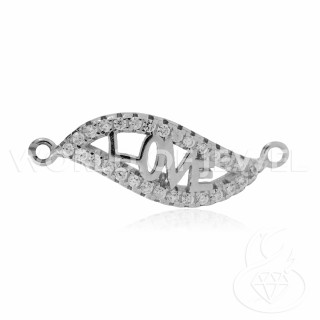 Komponente aus 925 Silber mit Zirkonen LOVE 07x22mm 6St
